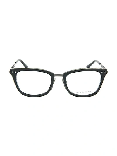 Shop Bottega Veneta Novelty 50mm Square Optical Glasses In Black