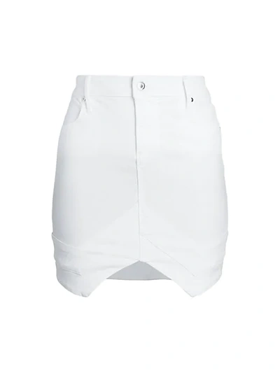 Shop Rta Tempest Vent Mini Denim Pencil Skirt In Optic White