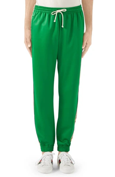 Shop Gucci Loose Technical Jersey Jogging Pants In Green