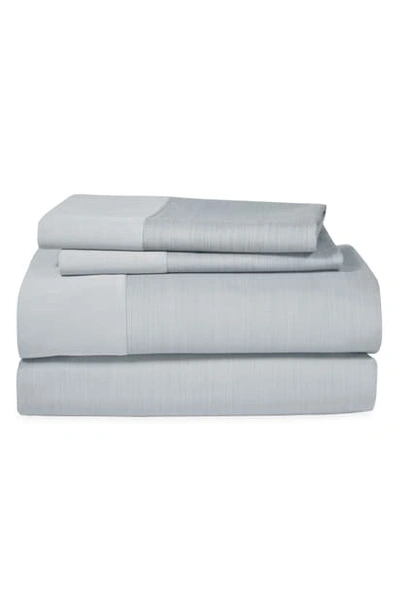 Shop Michael Aram Striated Band 400 Thread Count Fitted Sheet In Gray