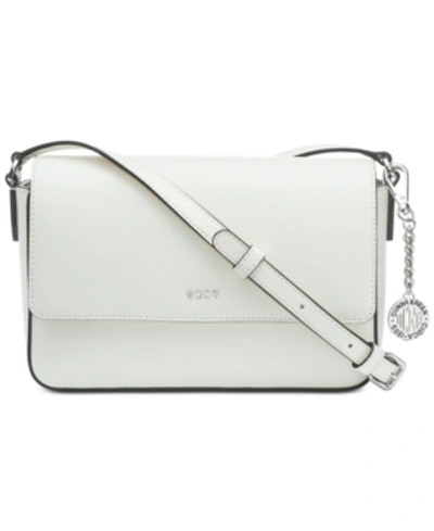 Shop Dkny Sutton Leather Bryant Flap Crossbody, Created For Macy's In White/silver