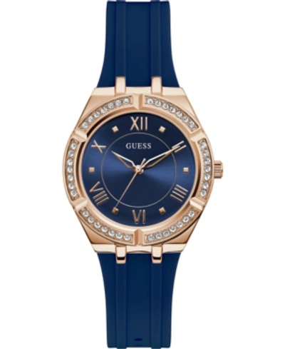 Shop Guess Women's Blue Silicone Strap Watch 36mm