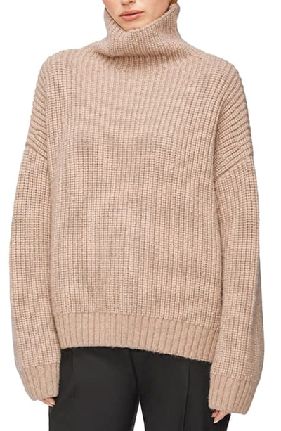 Shop Anine Bing Sydney Funnel Neck Wool & Alpaca Blend Sweater In Camel