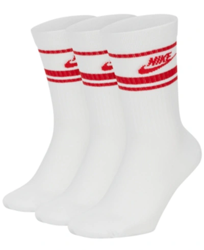 Shop Nike Men's 3-pk. Sportswear Crew Socks In White/university Red/university Red