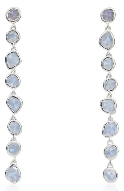 Shop Monica Vinader Siren Mini Nugget Earrings In Silver/ Blue Lace Agate
