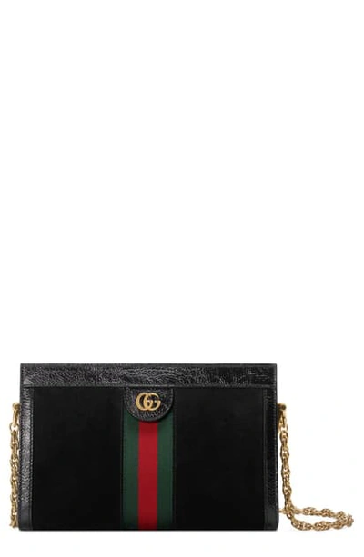 Shop Gucci Small Linea Chain Shoulder Bag In Nero/ Vert/ Red
