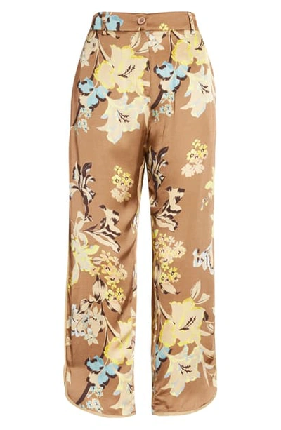 Shop Seventy Floral Print Trousers In Light Brown