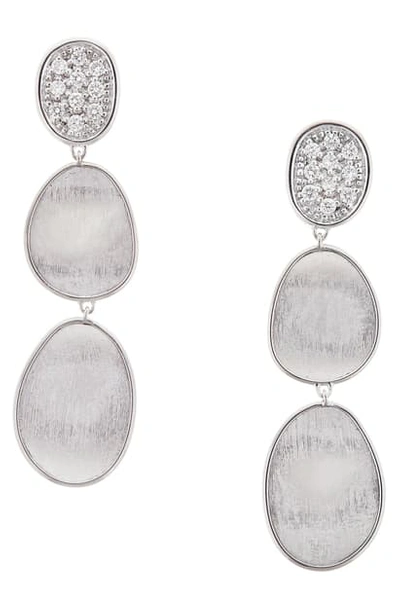 Shop Marco Bicego Lunaria Diamond Drop Earrings In White Gold