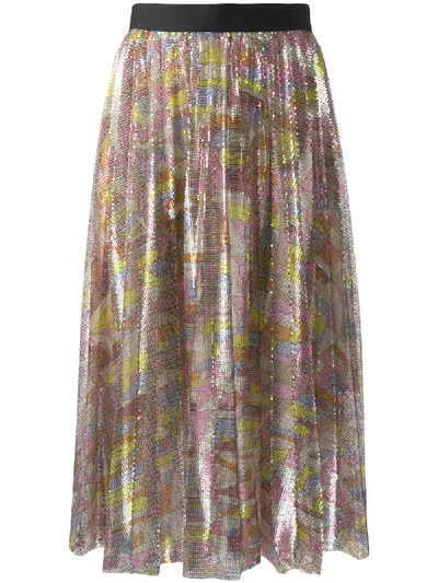 Shop Emilio Pucci Sequin Pleated Skirt In Multicolour