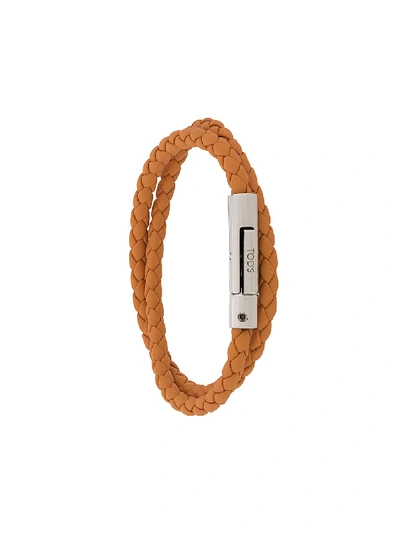 Shop Tod's Woven Wrap Bracelet In Orange
