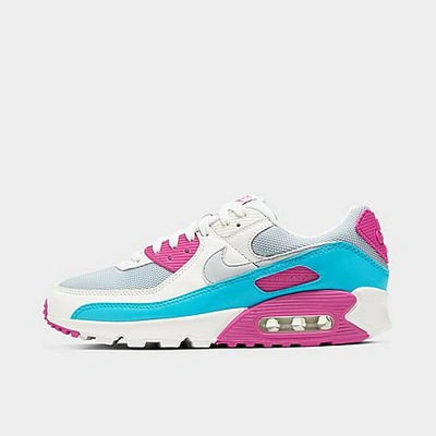 Shop Nike Women's Air Max 90 Premium Casual Shoes In Pink/blue