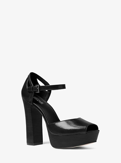 Michael Kors Blake Leather Platform Sandal In Black | ModeSens