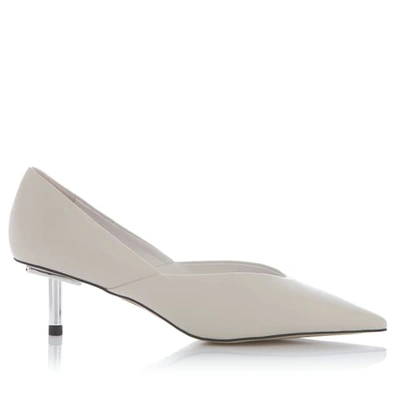 Shop Nissa White Kitten-heel Leather Shoes