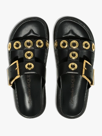 Shop Alexander Mcqueen Hybrid Leather Sandals In Black