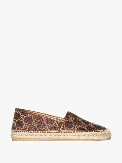Shop Gucci 'heritage Gg' Espadrilles In Brown
