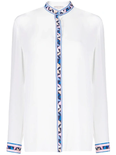 Shop Emilio Pucci Geometric Print Silk Shirt In White