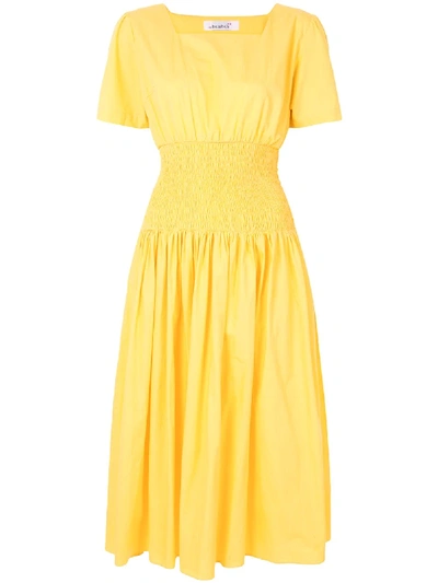 Shop Bambah Poplin Elasticated Dress In Yellow