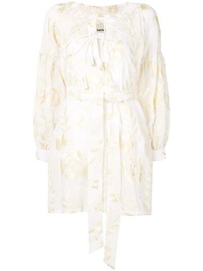 Shop Bambah Rose Embroidered Dress In White