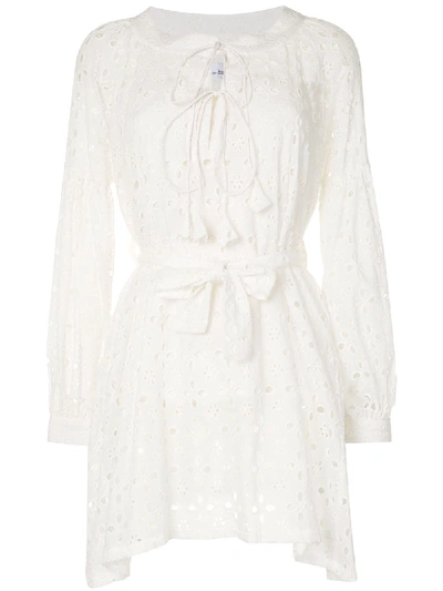 Shop Bambah Eyelet Mini Shirt Dress In White