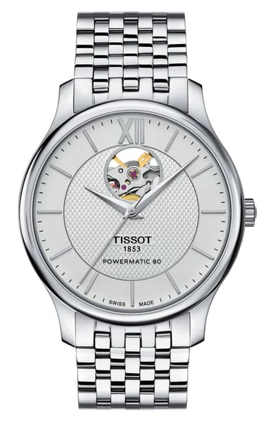 Shop Tissot Tradition Bracelet Watch, 40mm In Silver