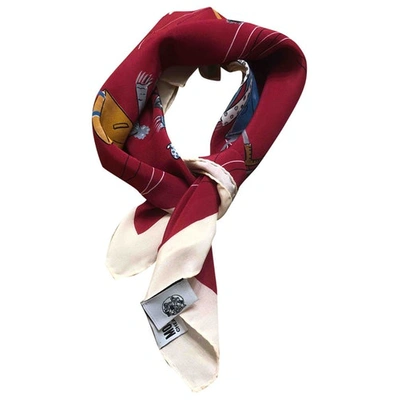 Pre-owned Moschino Cheap And Chic Silk Scarf In Burgundy