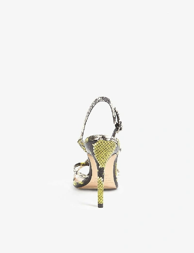 Shop Ted Baker Theanaa Snakeskin-embossed Leather Heeled Sandals In Brt-yellow