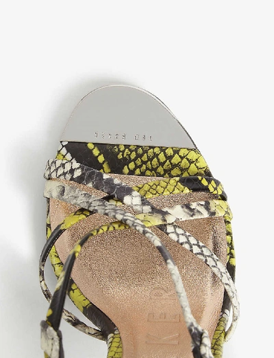 Shop Ted Baker Theanaa Snakeskin-embossed Leather Heeled Sandals In Brt-yellow