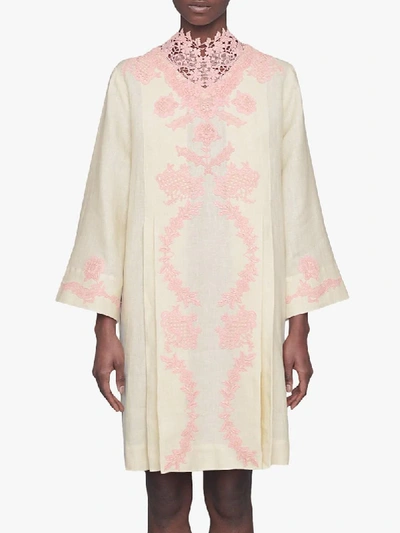 Shop Gucci Lace Kaftan Dress In White