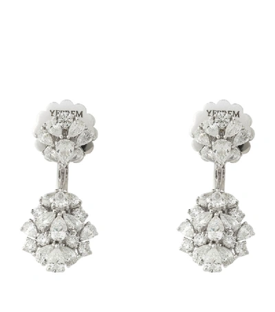 Shop Yeprem White Gold And Diamond Y-not Cluster Earrings