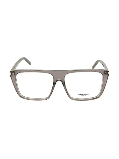 Shop Saint Laurent 57mm Square Transparent Optical Glasses In Grey