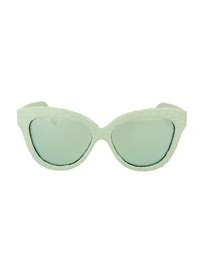Shop Linda Farrow Novelty 60mm Cat Eye Sunglasses In Aqua Snake