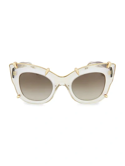 Shop Pomellato 48mm Squared Cat Eye Sunglasses In Beige