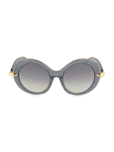 Shop Pomellato 51mm Round Sunglasses In Grey