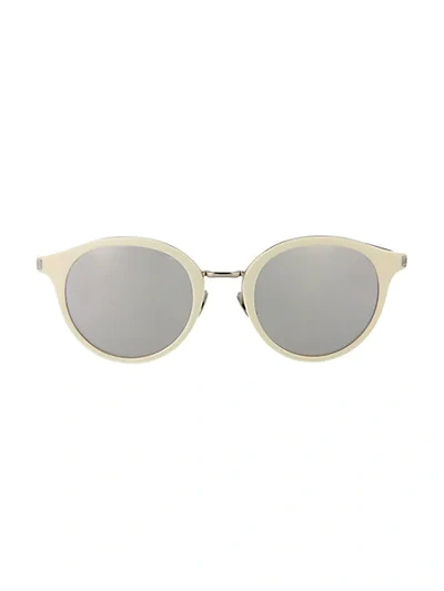 Shop Saint Laurent 49mm Mirrored Panthos Sunglasses In Silver