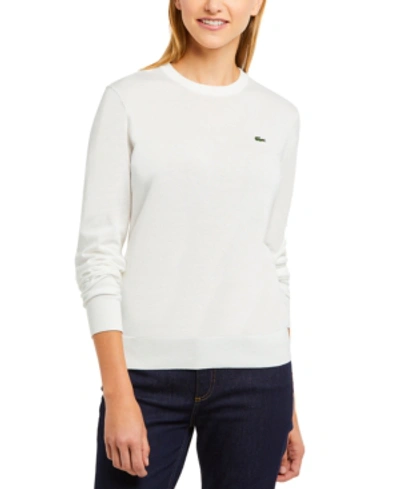 Shop Lacoste Long-sleeve Sweater In Cake Flour White