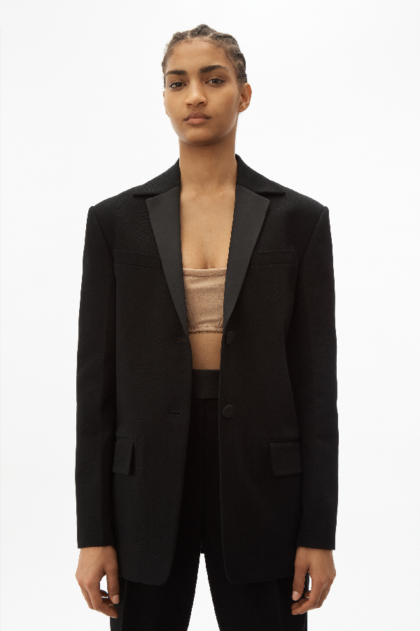 Alexander Wang Black Single Breasted Tuxedo Blazer Modesens