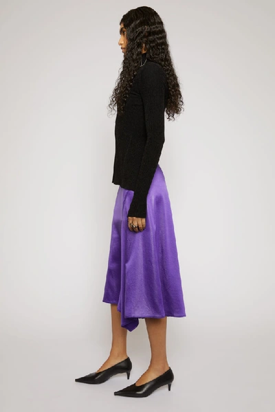 Shop Acne Studios Bias-cut Satin Skirt Electric Purple