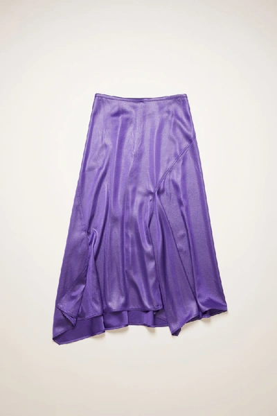 Shop Acne Studios Bias-cut Satin Skirt Electric Purple
