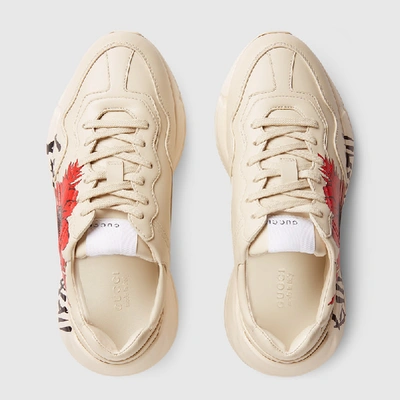 Shop Gucci Women's  Hawaii Print Rhyton Sneaker In White