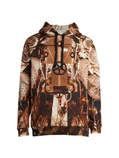 Shop Burberry Wilcox Graphic Hoodie In Bronze