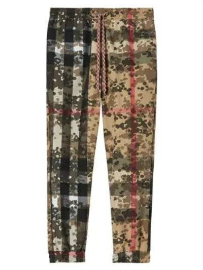 Shop Burberry Tulio Vintage Check Nylon Joggers In Archive Beige