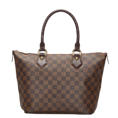 Pre-owned Louis Vuitton Damier Ebene Canvas Saleya Pm Bag In Brown