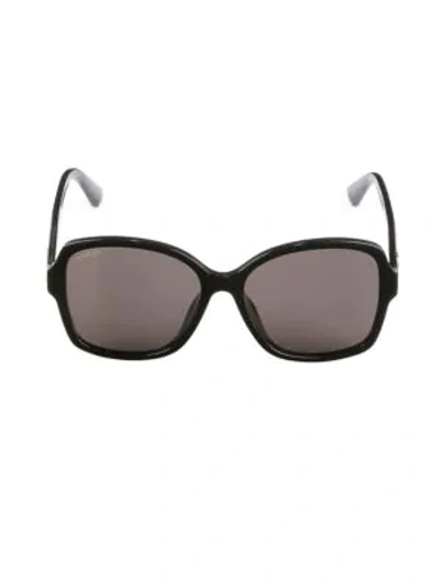 Shop Gucci 57mm Rectangular Sunglasses In Black