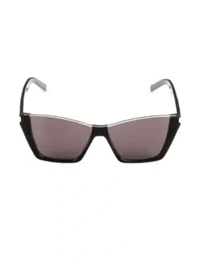 Shop Saint Laurent Kate 58mm Cat Eye Sunglasses In Black