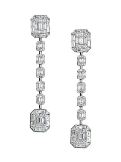 Shop Zydo Women's Mosaic 18k White Gold & Diamond Drop Earrings In Diamond White Gold