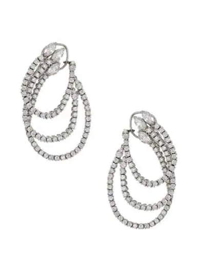 Shop Zydo Women's Luminal 18k White Gold & Diamond Front-facing Triple-hoop Earrings In Diamond White Gold