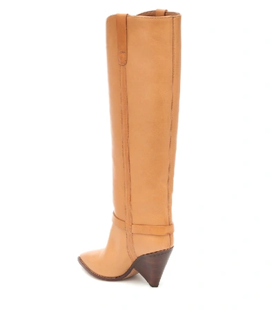 Shop Isabel Marant Lenskee Leather Knee-high Boots In Beige