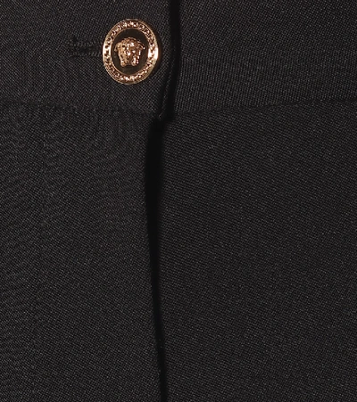 Shop Versace High-rise Wool-blend Shorts In Black