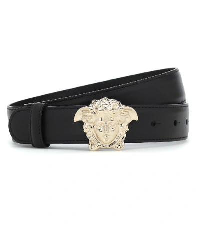 Shop Versace Medusa Leather Belt In Black