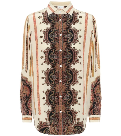 Shop Etro Printed Silk Shirt In Brown